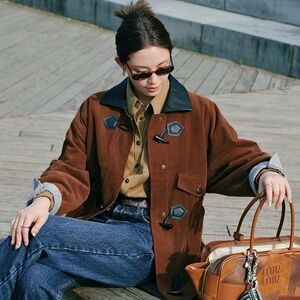 NWT Petite Studio Bryce Corduroy Barn Jacket - Sepia XXS